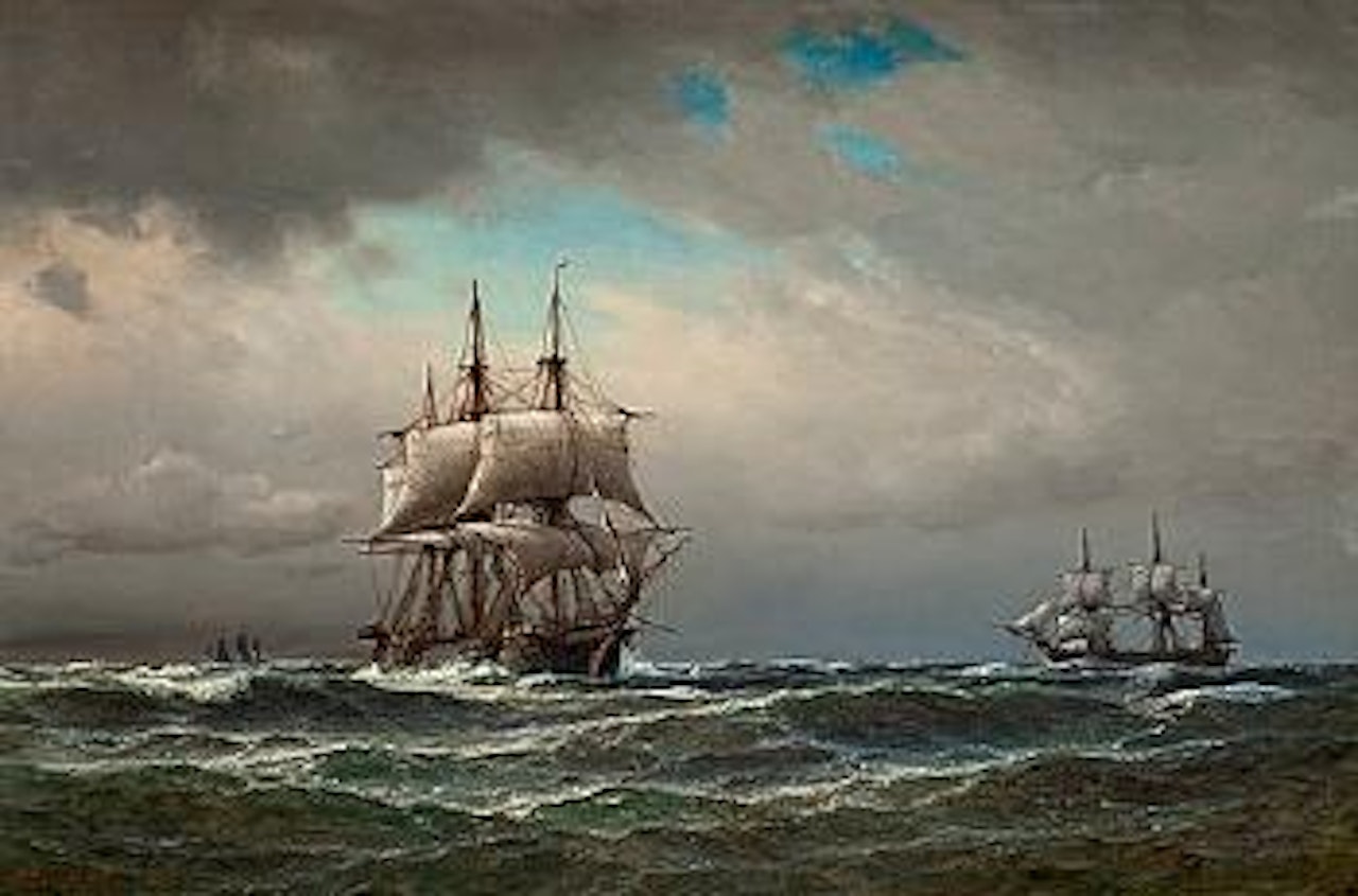 Ships at sea by Anton Melbye