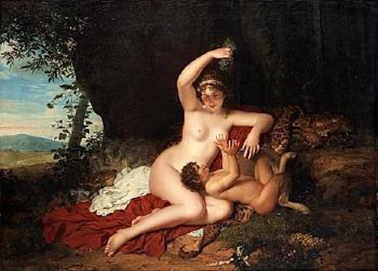 Nymph and faun by French School