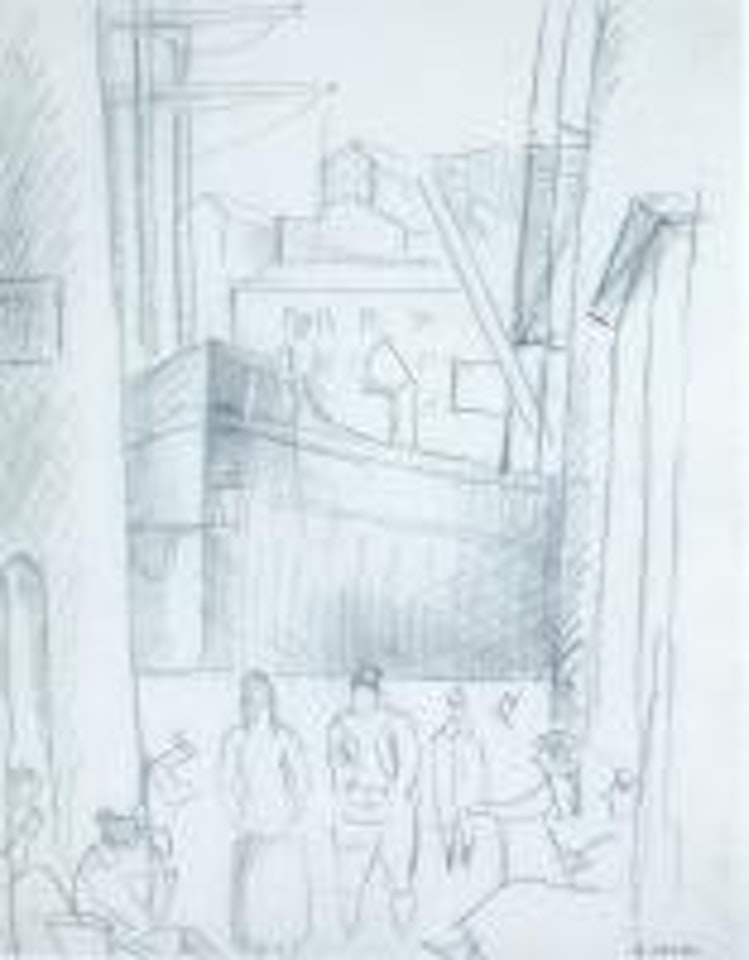 Ruelle animée sur le port (projet d'illustration pour Escales de Jean Cocteau) by André Lhote