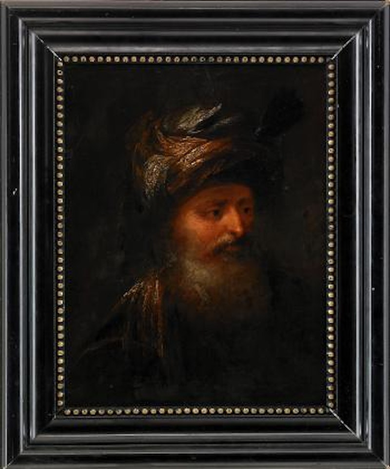 Porträtt av orientalisk man i turban by Christian Wilhelm Ernst Dietrich