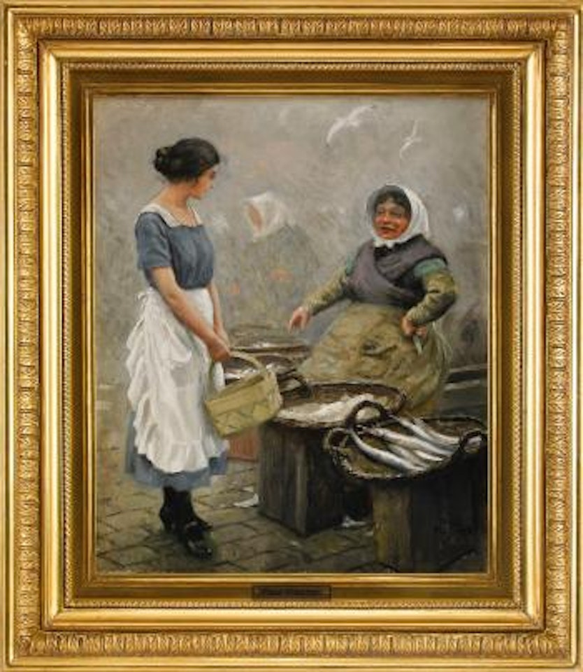 Skovserkone og tjenestepige på Gammelstrand by Paul Fischer