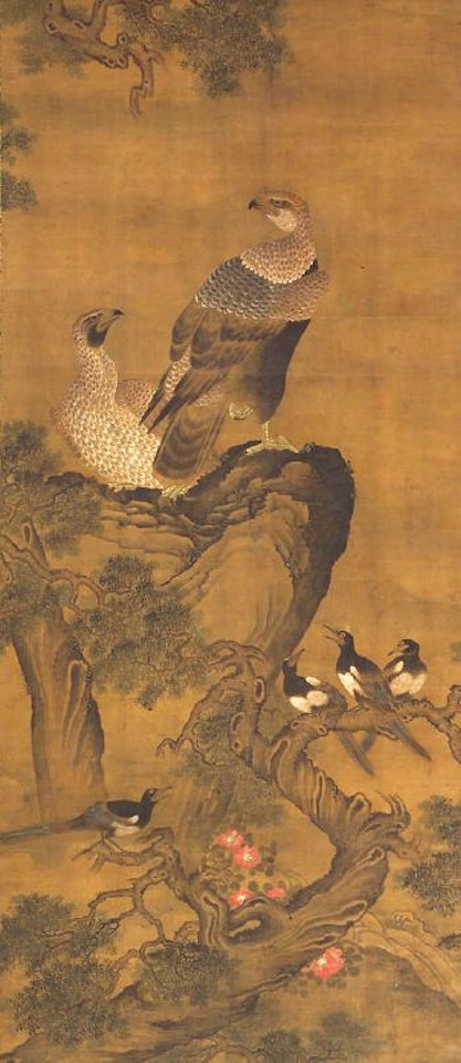 Eagles and Magpies by Chinese School