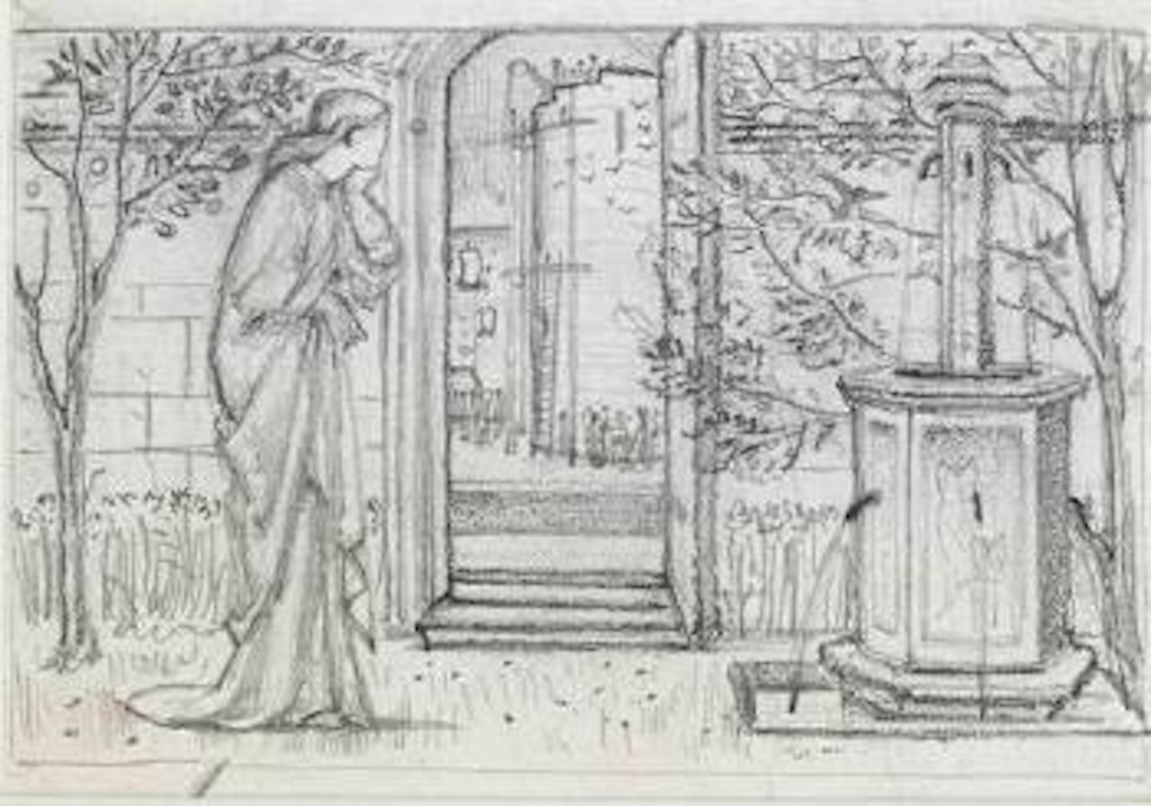 Study for Danae and the brazen tower by Edward Coley Burne-Jones