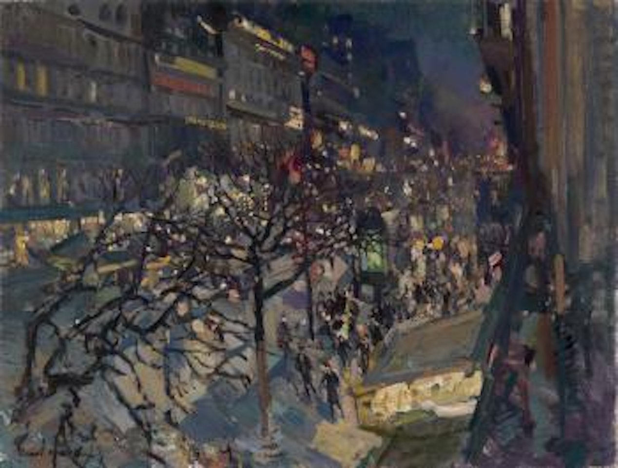 Boulevard Montmartre by night by Konstantin Alekseevich Korovin