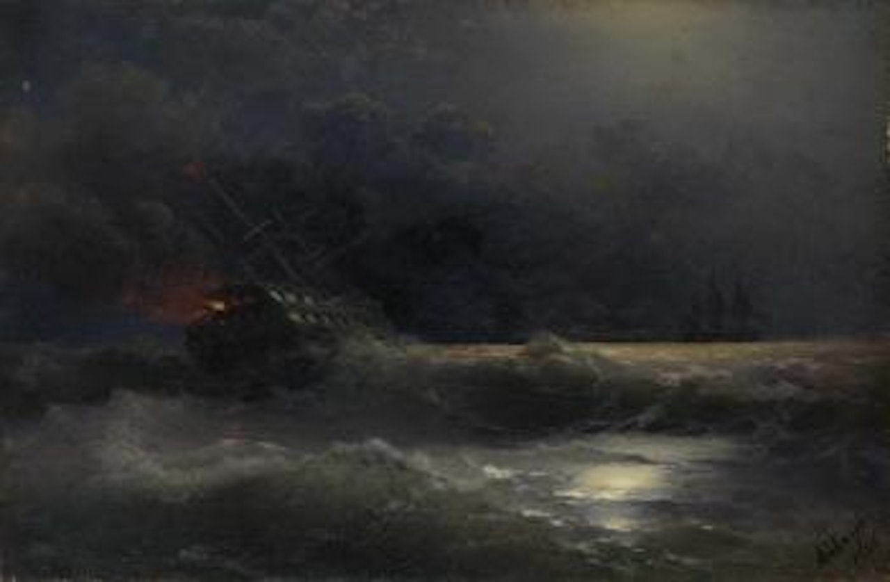 The burning ship by Ivan Konstantinovich Aivazovsky