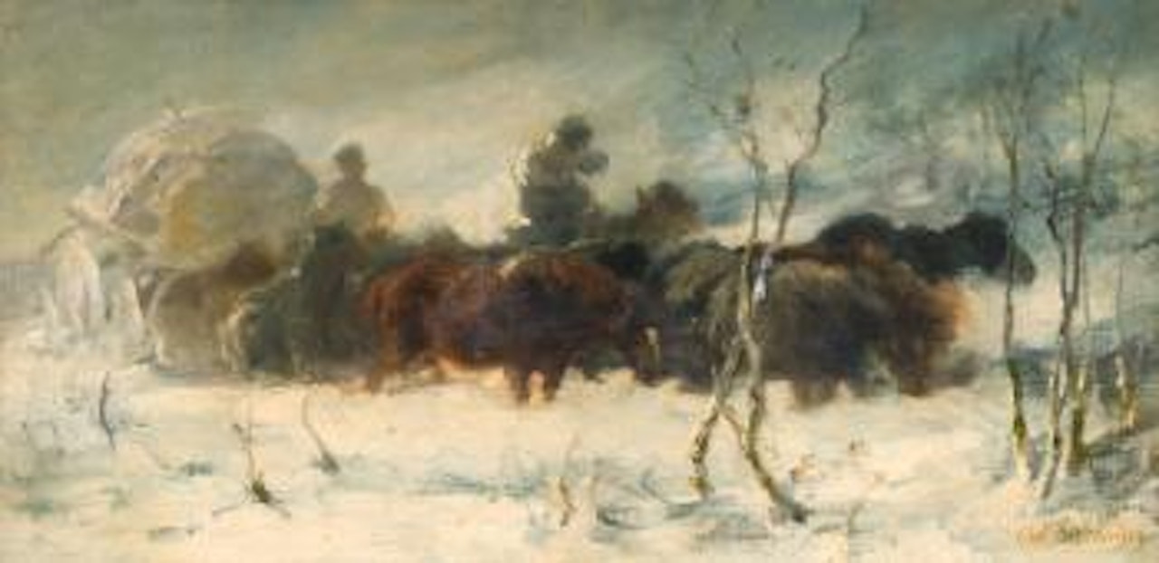 Treck im Wintersturm by Adolf Schreyer