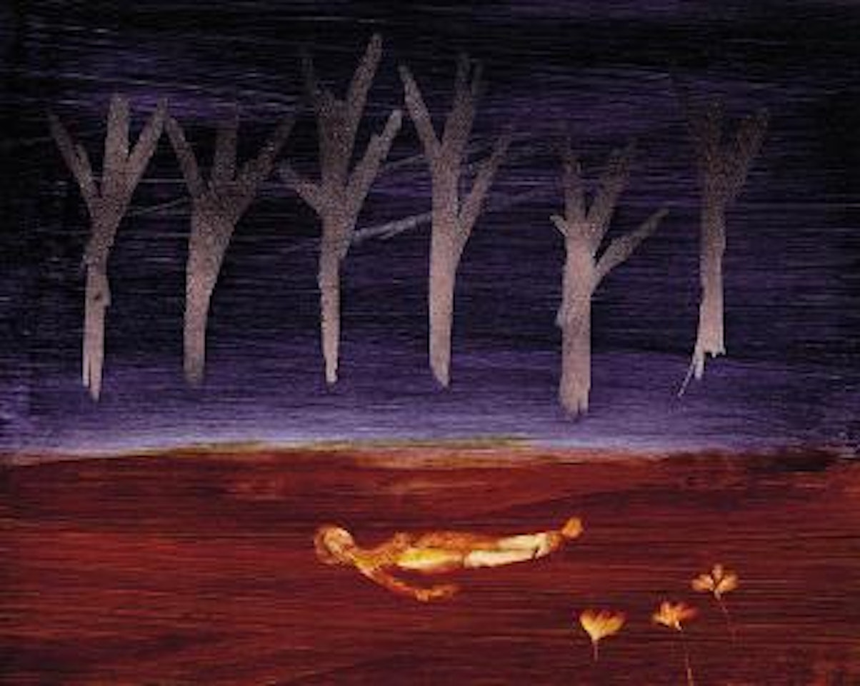 Woman and flowers and nocturne sky by Sidney Nolan