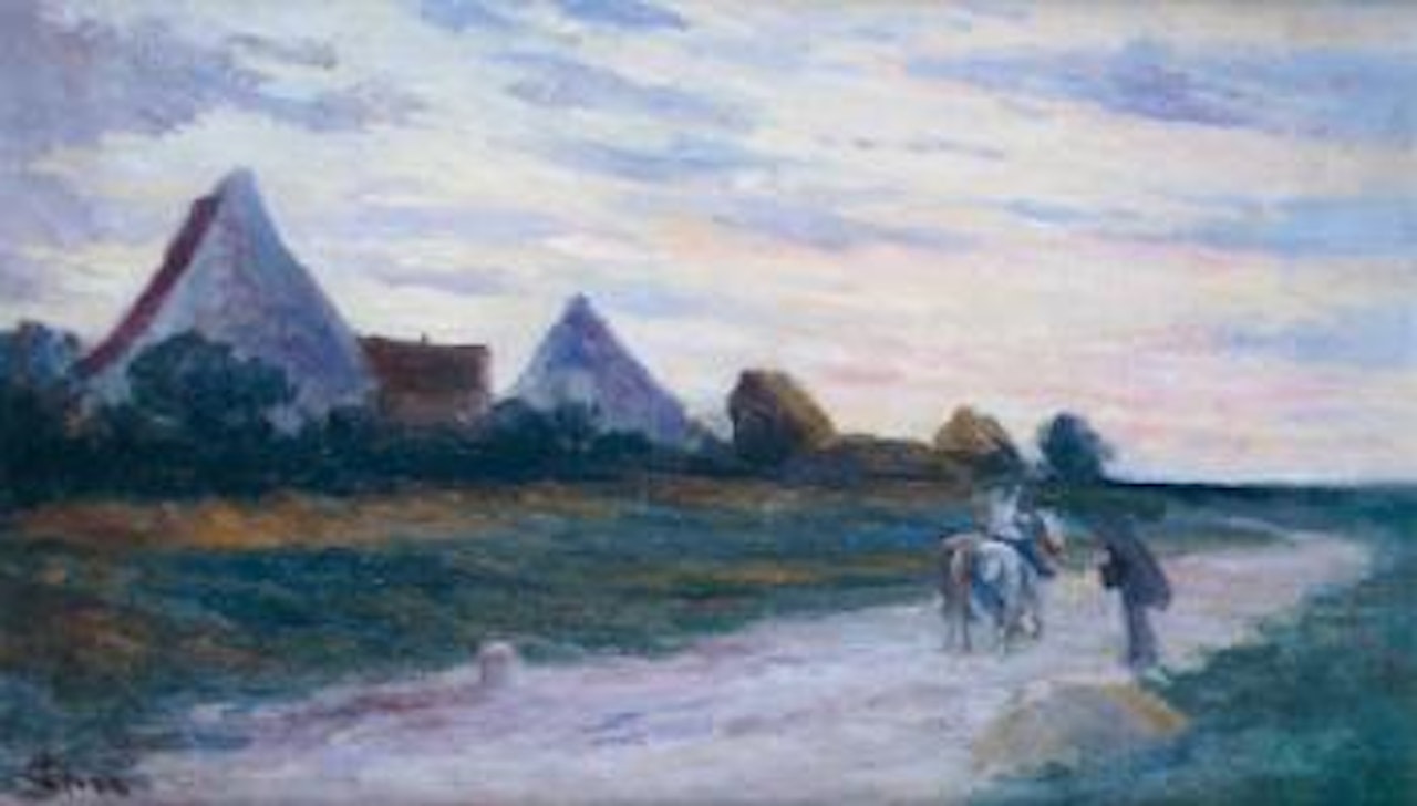 Rencontre sur le chemin au soleil couchant by Maximilien Luce