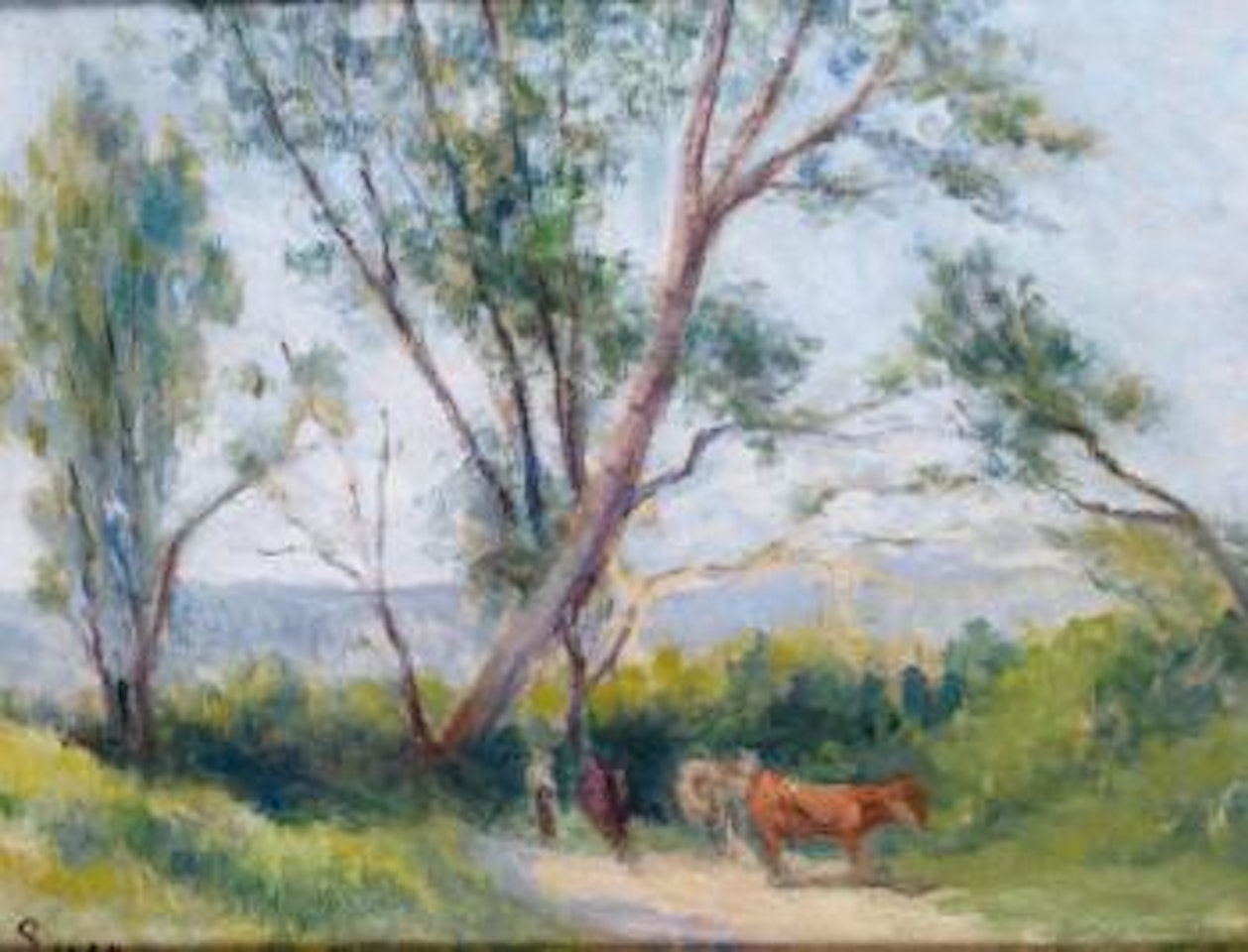 Le petit troupeau au bord du chemin à Bessy-sur-Cure by Maximilien Luce
