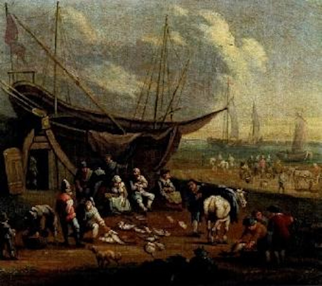Hafenszene mit Fischhändlerin by Pieter Bout