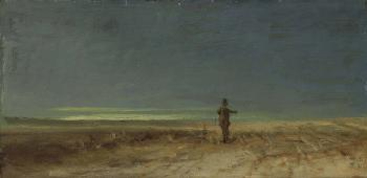 Flachlandschaft mit Vogelscheuche by Carl Spitzweg