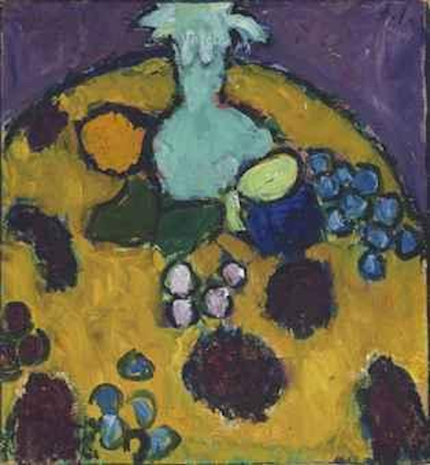 Stilleben mit gestickter Decke by Alexej von Jawlensky