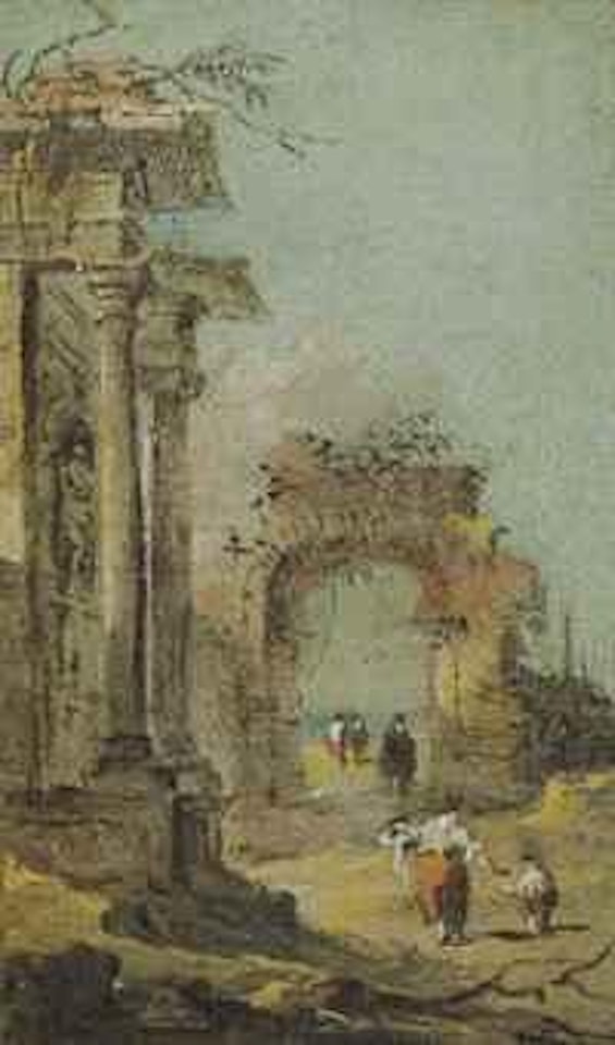 Capriccio of architectural ruins and figures by Francesco Guardi