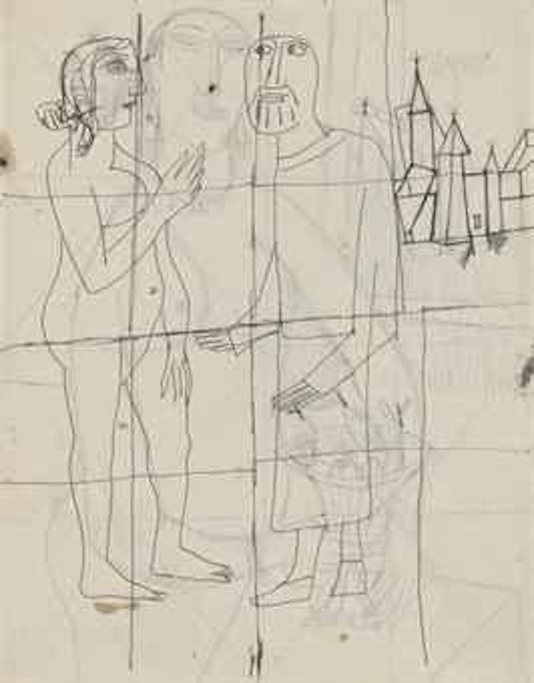 Recto: Untitled (Study for Nude with Fruit); Verso: Untitled (Couple in Townscape) by Francis Newton Souza
