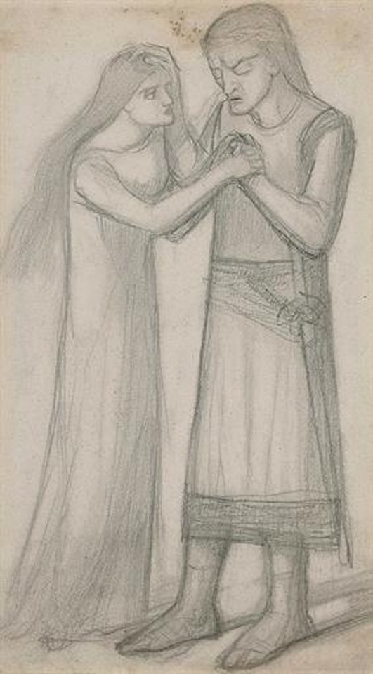 Study of a female nude for 'Arthur in Avalon' by Edward Coley Burne-Jones