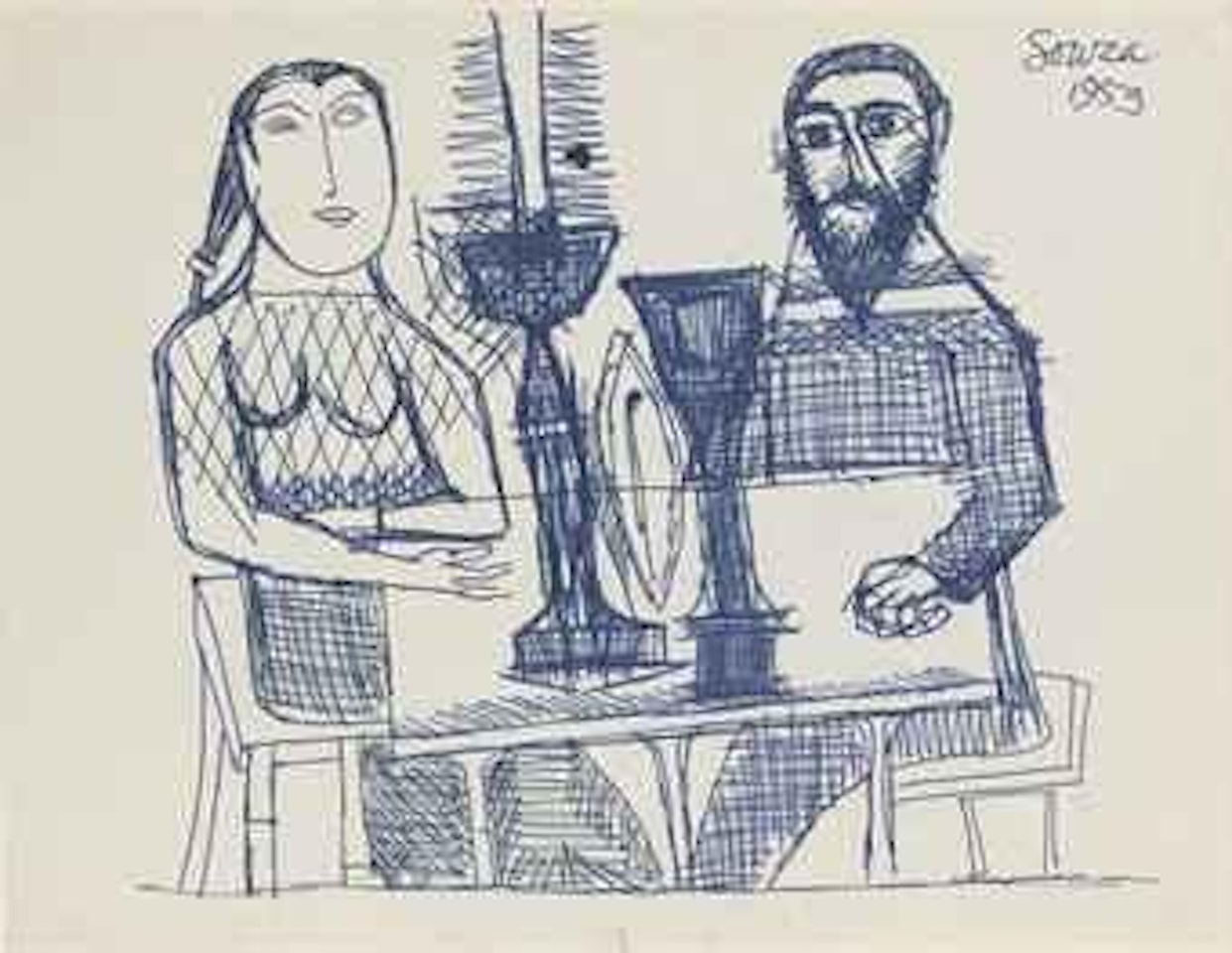 Untitled (Study for 'Mystic Repast') by Francis Newton Souza