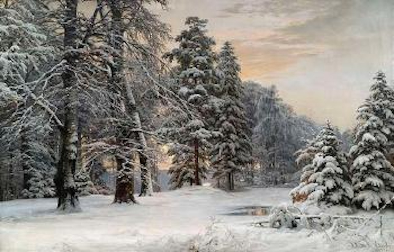 Winterliche Landschaft im frühen Morgenlicht by Anders Andersen-Lundby