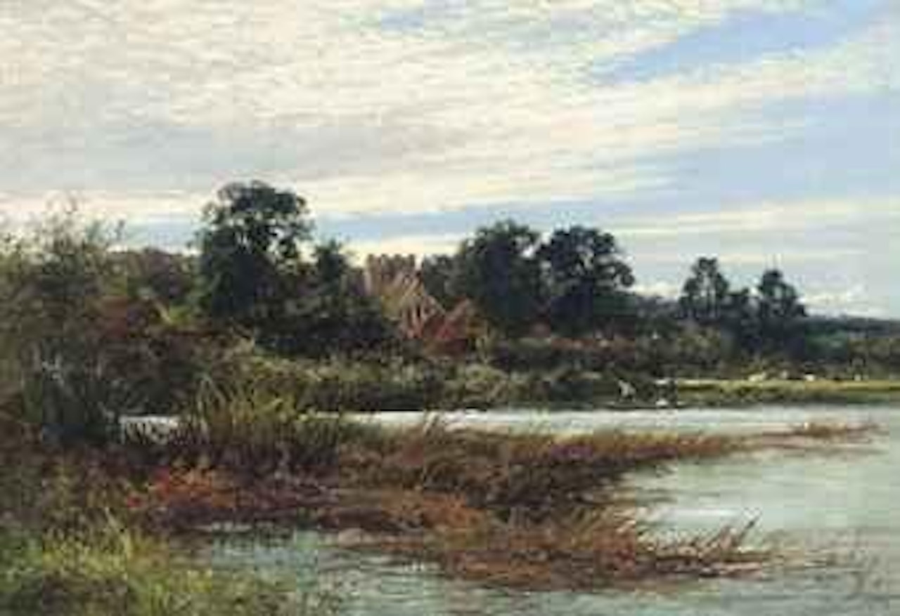Streatley Church from the Thames by Benjamin Williams Leader