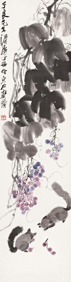 Squirrel and grape by Qi Baishi