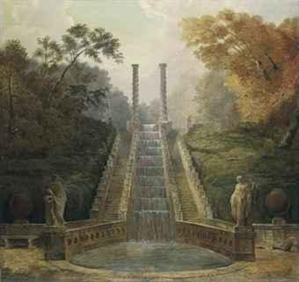 The Cascade in the Gardens of the Teatro dell' Acqua behind the Villa Aldobrandini, Frascati by Hubert Robert