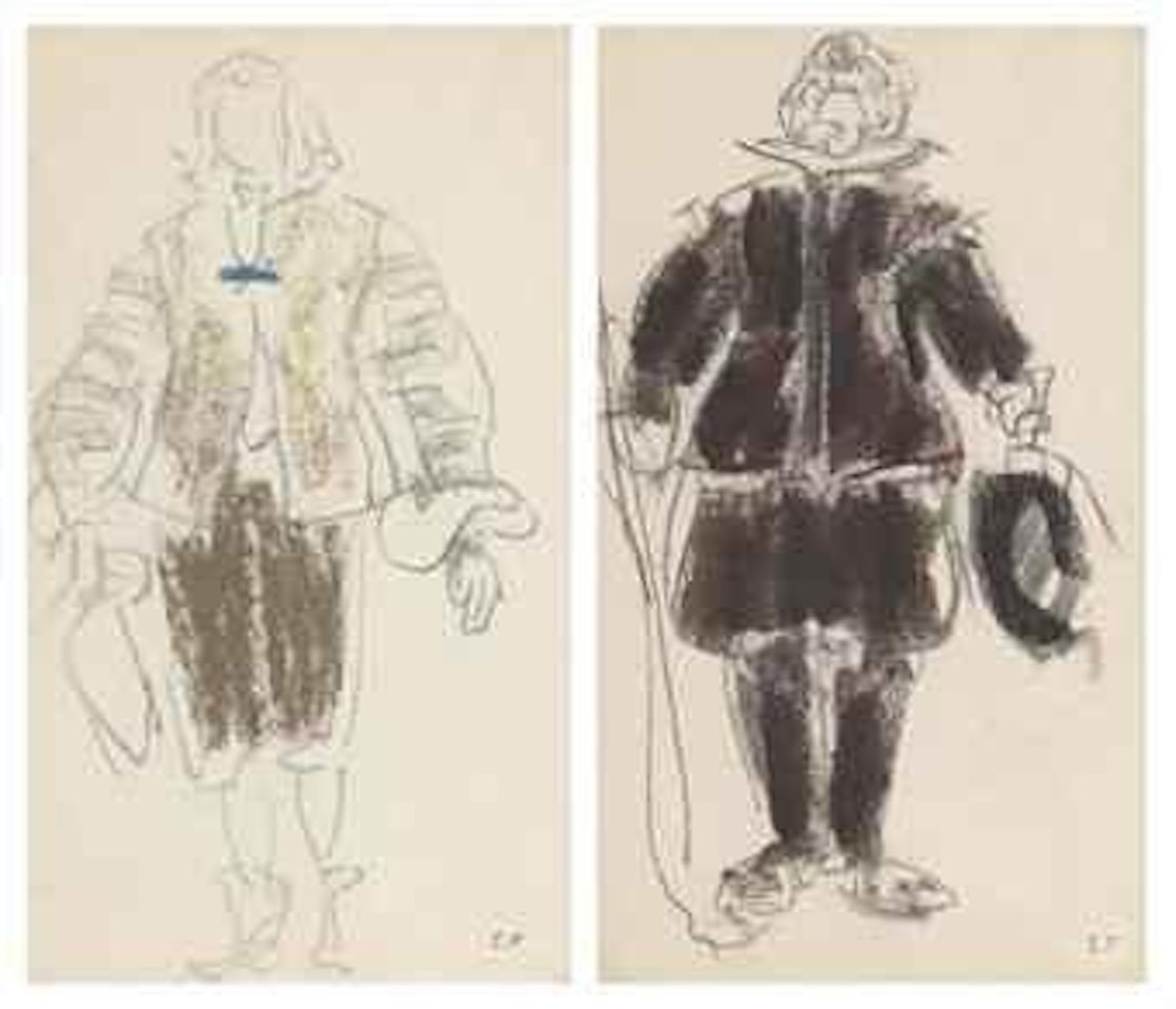 Deux études de costume pour des personnages de la Coupe enchantée par Jean de La Fontaine: Anselme and Lelic by Édouard Vuillard
