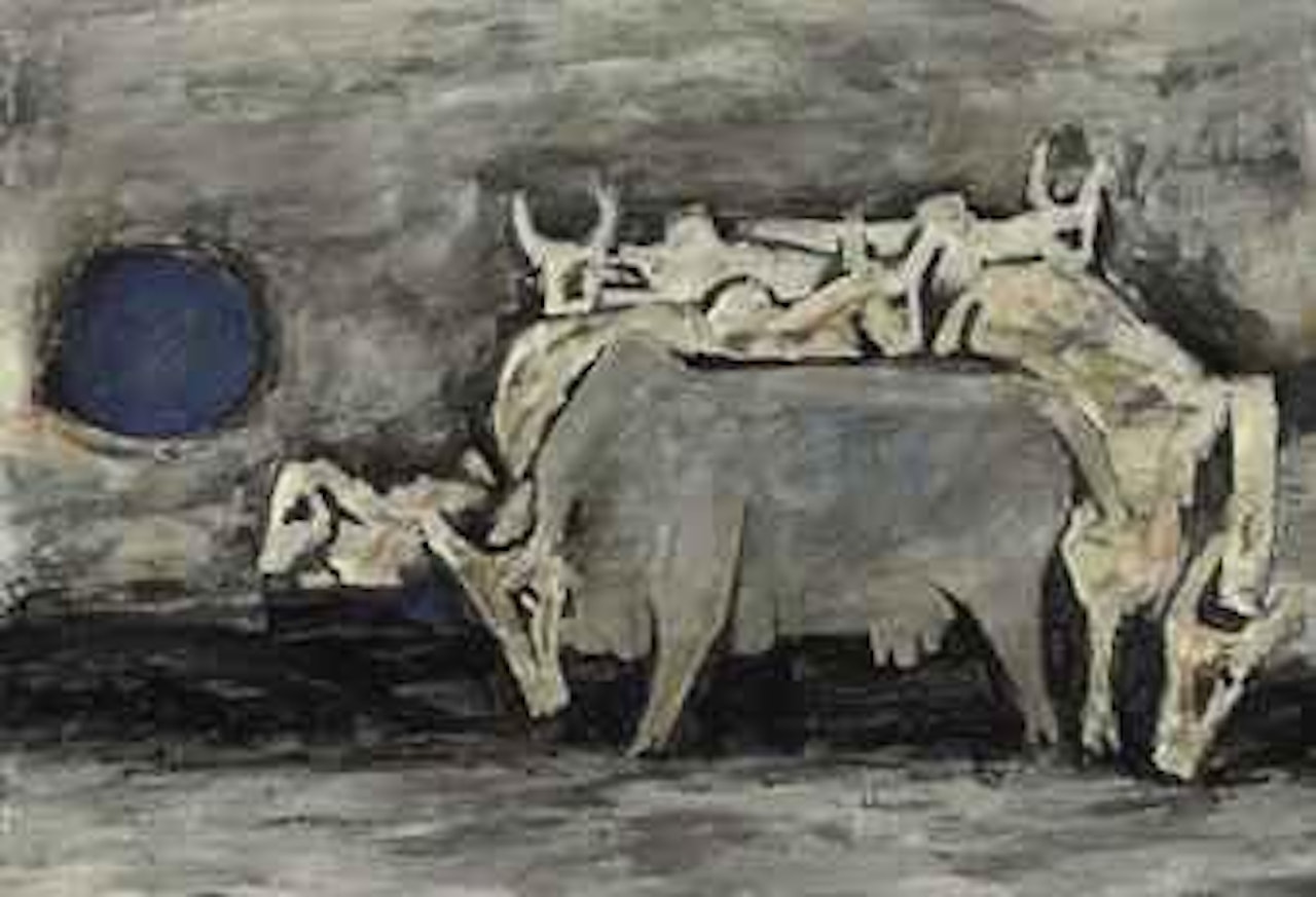 Untitled (Cows) by M.F. Husain