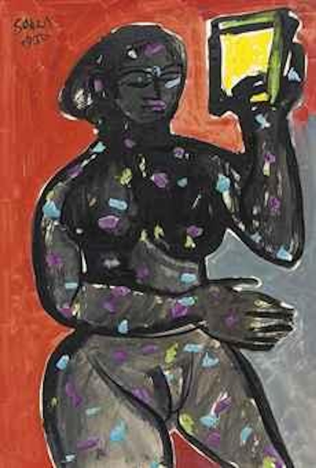 Untitled (Standing Nude Holding Mirror) by Francis Newton Souza