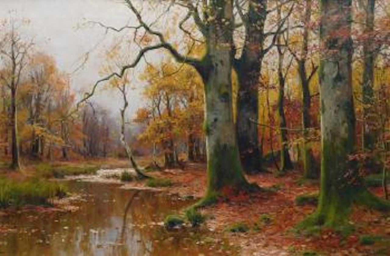 Creek in an autumnal forest by Walter Moras