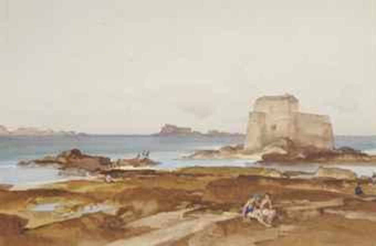 Bathers on the beach at St Malo by William Russell Flint