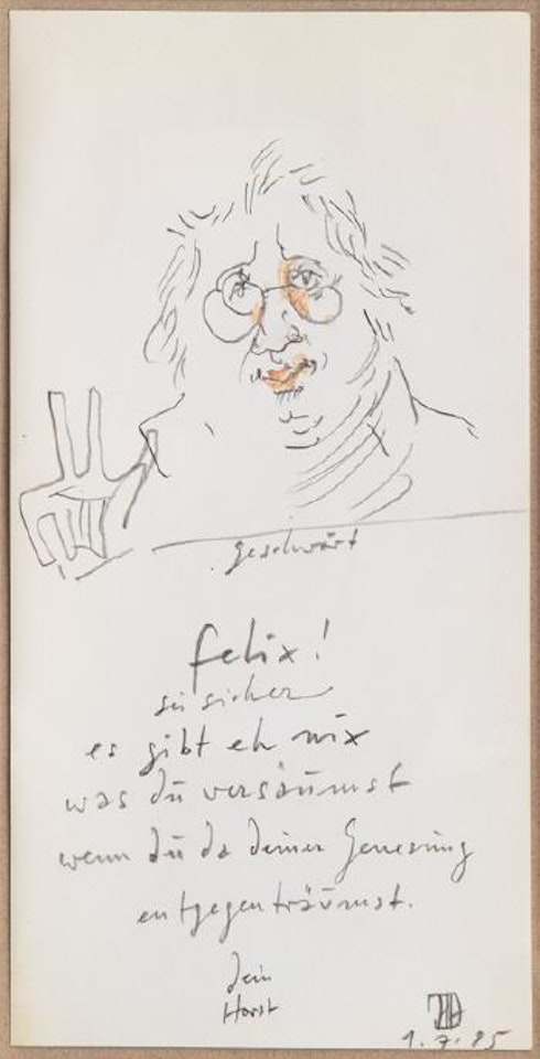 Self Portrait with dedication by Horst Janssen