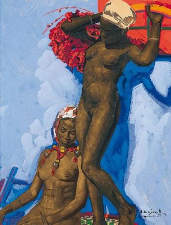 Jeunes filles récoltants des dattes by Jacques Majorelle