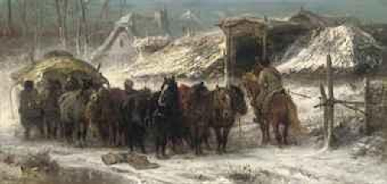 Cossaks changing the wagon team by Adolf Schreyer