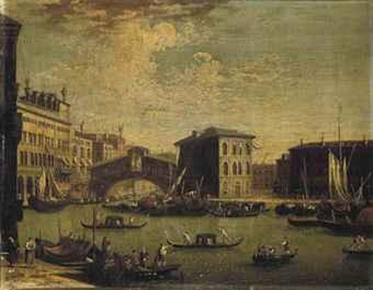 The Grand Canal, Venice, with the Rialto Bridge and Palazzo Camerlenghi, from the North by Canaletto