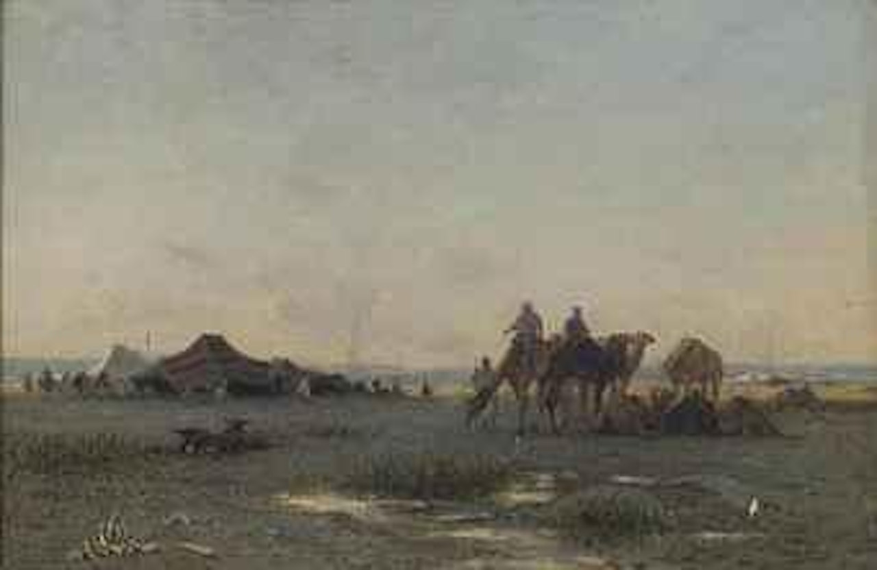 A Bedouin encampment by Narcisse Berchere