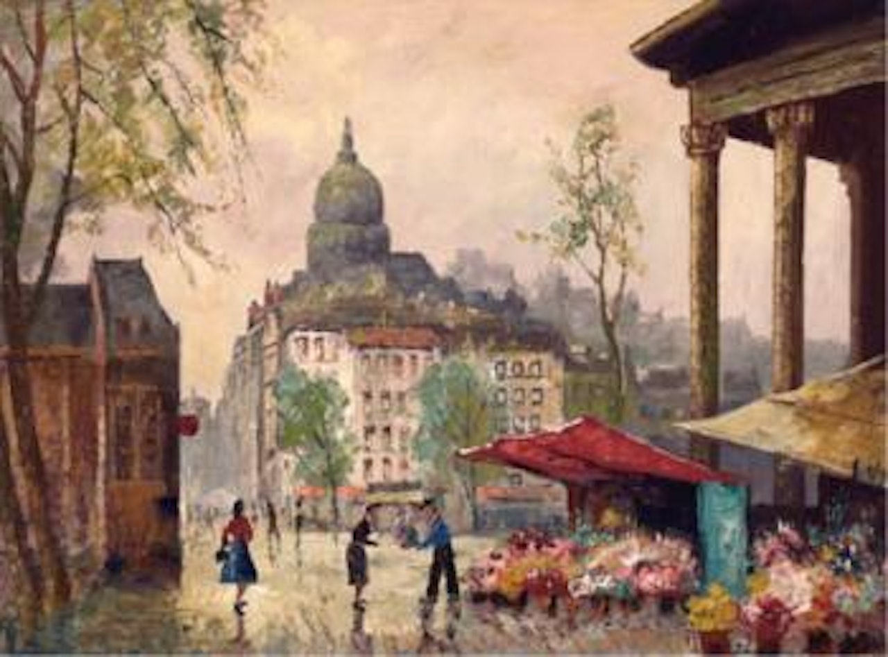 Parisian flower market by Georgij Aleksandrovic Lapschin