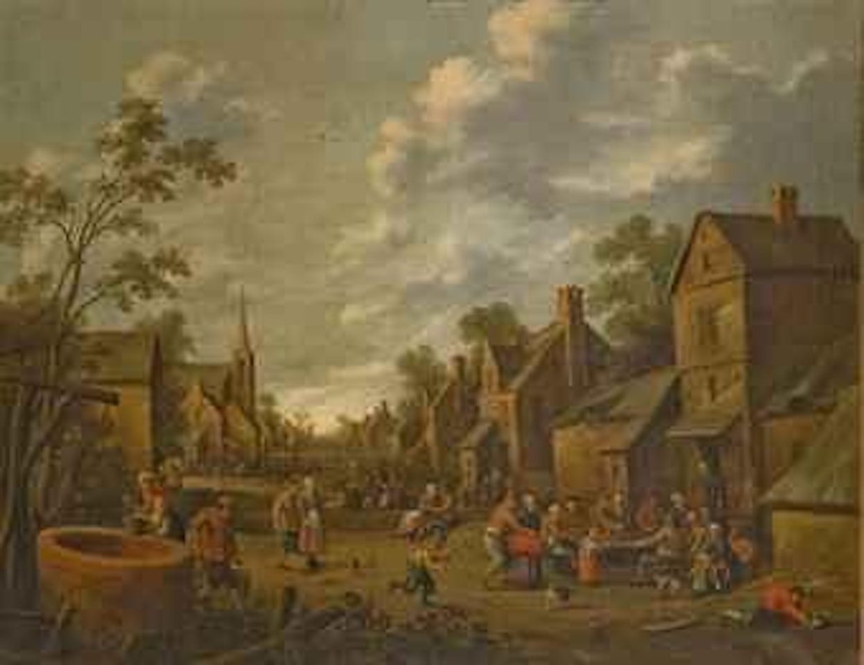 Une rue de village animée by Joost Cornelisz Droochsloot