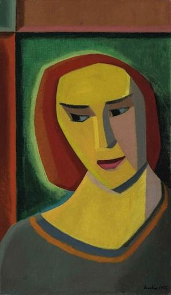 Portrait de femme aux cheveux rouges by Auguste Herbin