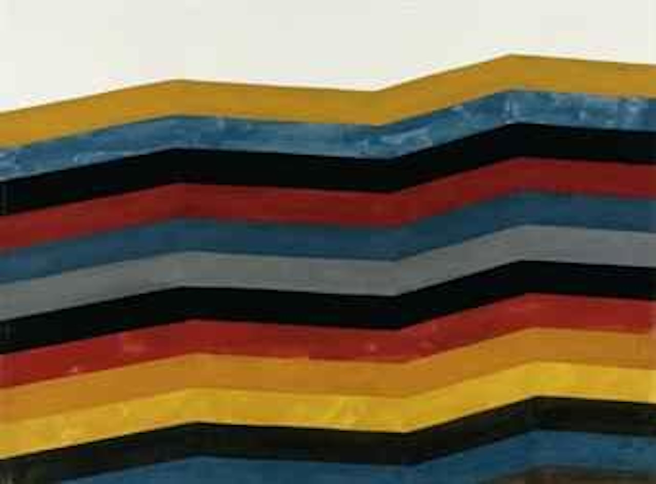 Irregular horizontal bands of equal width starting at bottom by Sol LeWitt