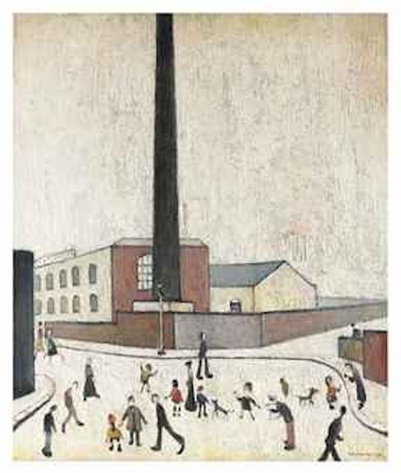 Mill Scene with Figures by Laurence Stephen Lowry
