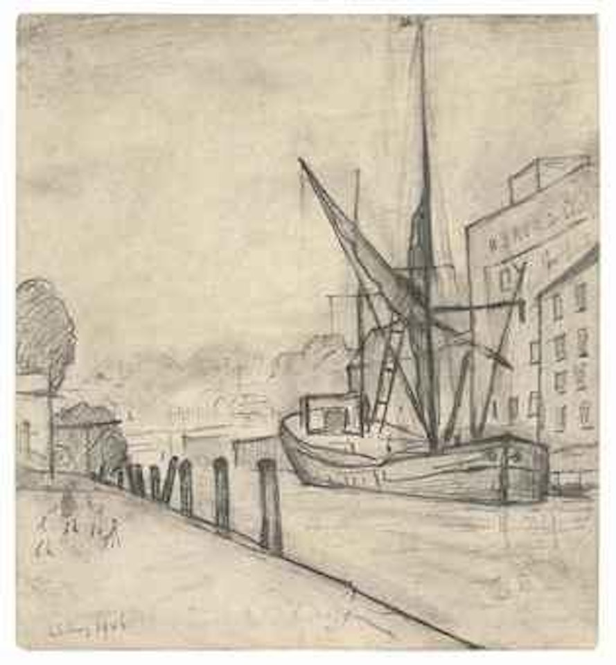 The Coal Barge, Manchester Canal by Laurence Stephen Lowry