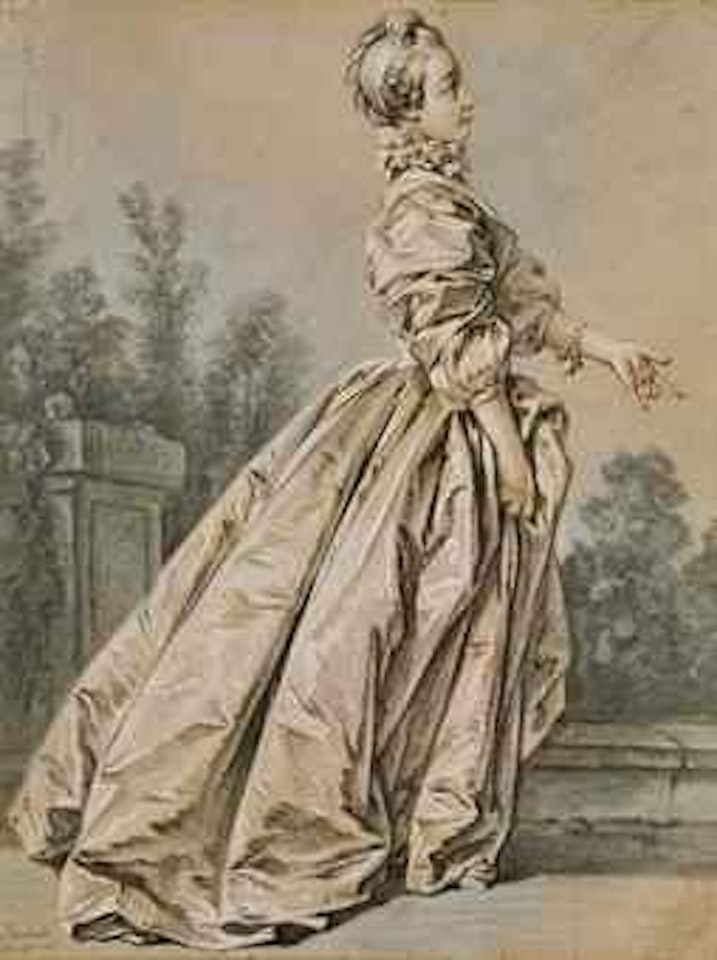 Femme dans un parc tournée vers la droite, autrefois dit 'Madame de Pompadour' by Francois Boucher