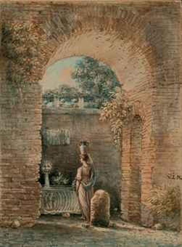 Une porteuse d'eau sous un arc by Victor Jean Nicolle