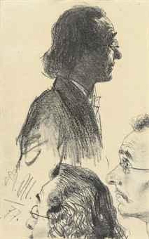 Etude de trois têtes d'hommes regardant un spectacle by Adolph Menzel