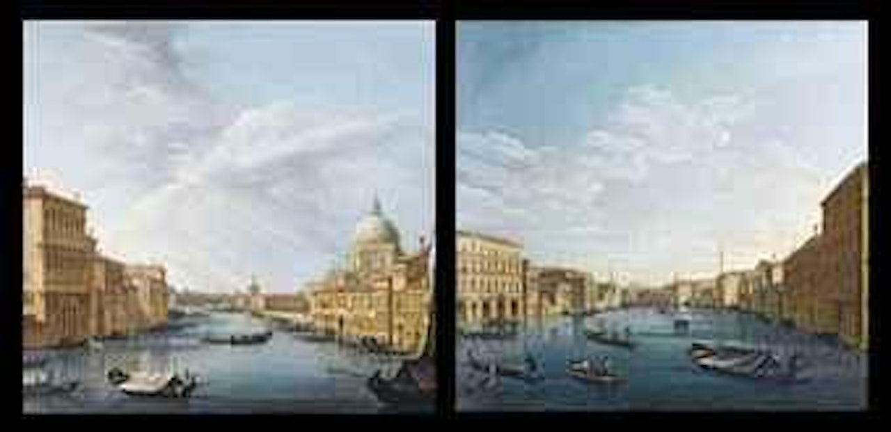 Veduta del Canal Grande con la chiesa della Salute; e Veduta del Canal Grande da palazzo Balbi alla volta di Canal, con Ca' Foscari e S. Maria della Carità; a sinistra, palazzo Moro Lin by Venetian School