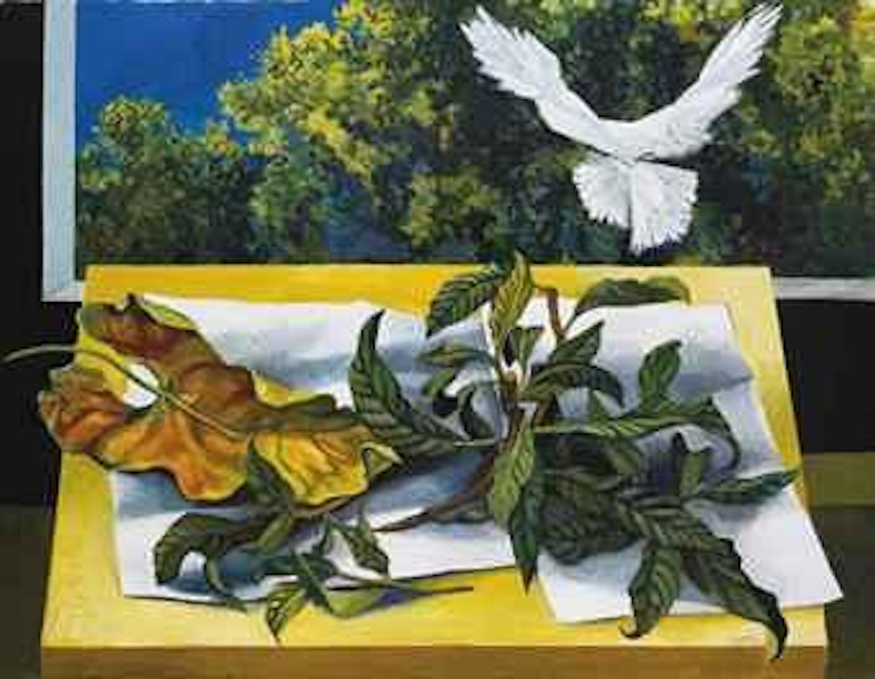 Foglie di nespolo e colomba by Renato Guttuso