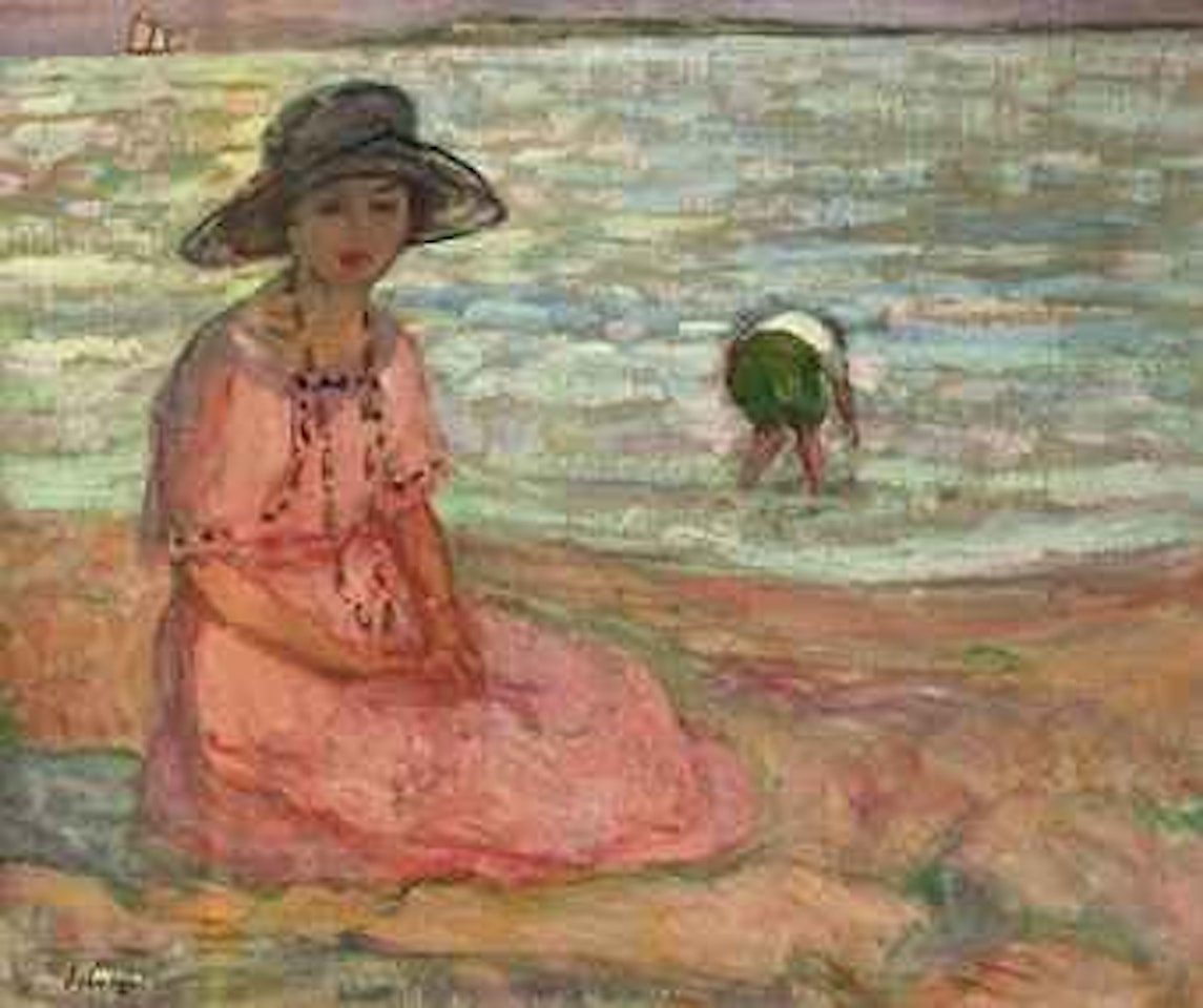 Jeune fille assise au bord de la mer by Henri Lebasque