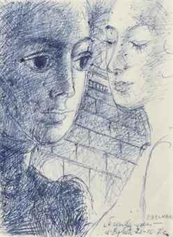 A study for Le rendez-vous d'Ephèse (1973) by Paul Delvaux