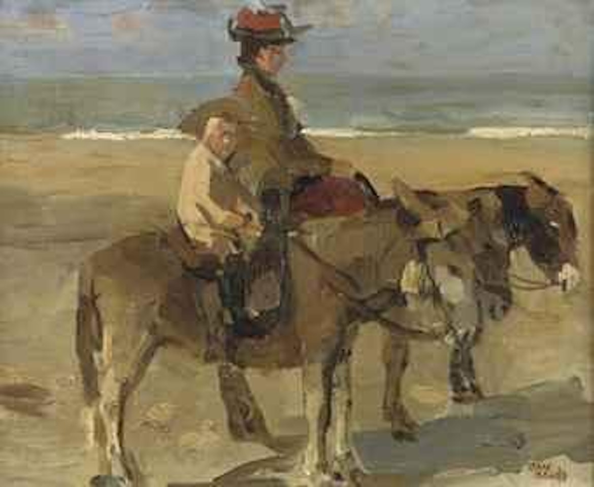 Ezeltje rijden: donkey ride on the beach of Scheveningen by Isaac Israels