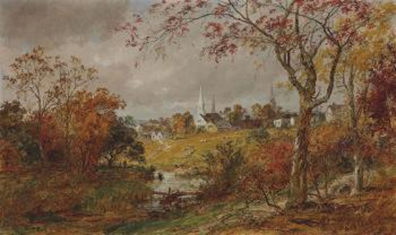 A Glimpse of the Village by Jasper Francis Cropsey