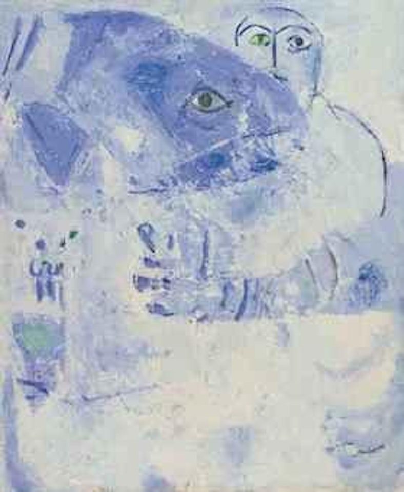 Self-Portrait with Blue Fish by Fateh Moudarres